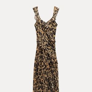 Zara Brown and Black Maxi Sundress with Scoop Neck brand new